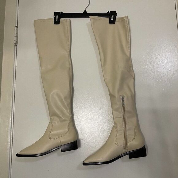 NEW Schutz Guily Up Over the Knee Boot Color EGGSHELL Square toe Size 6 - Picture 12 of 13